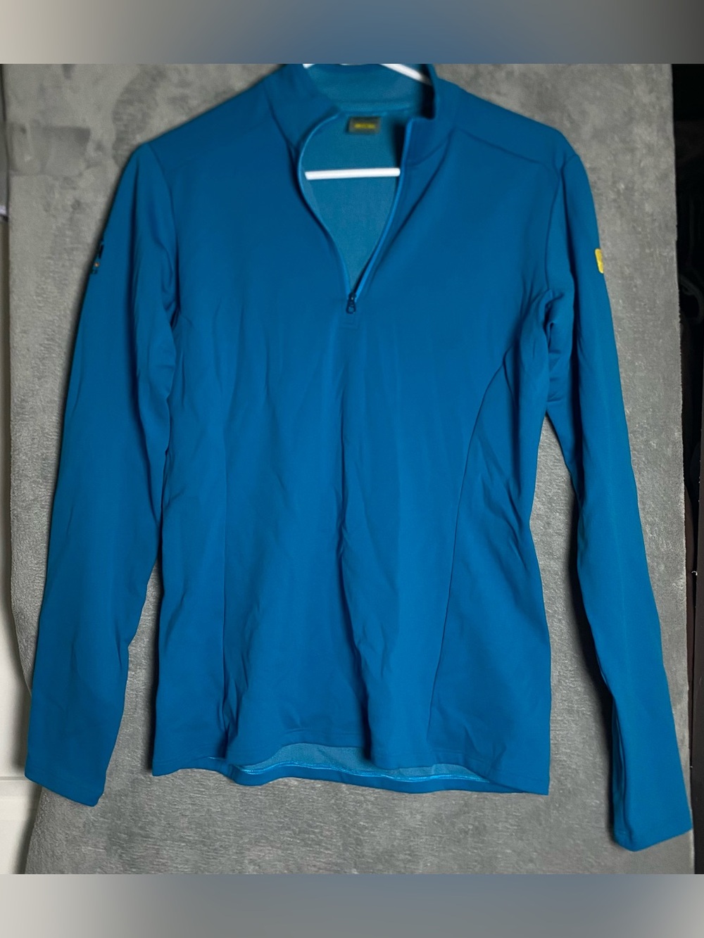 Arc'teryx Bright Teal Blue Zip-Top Pullover size large camp Embroidered